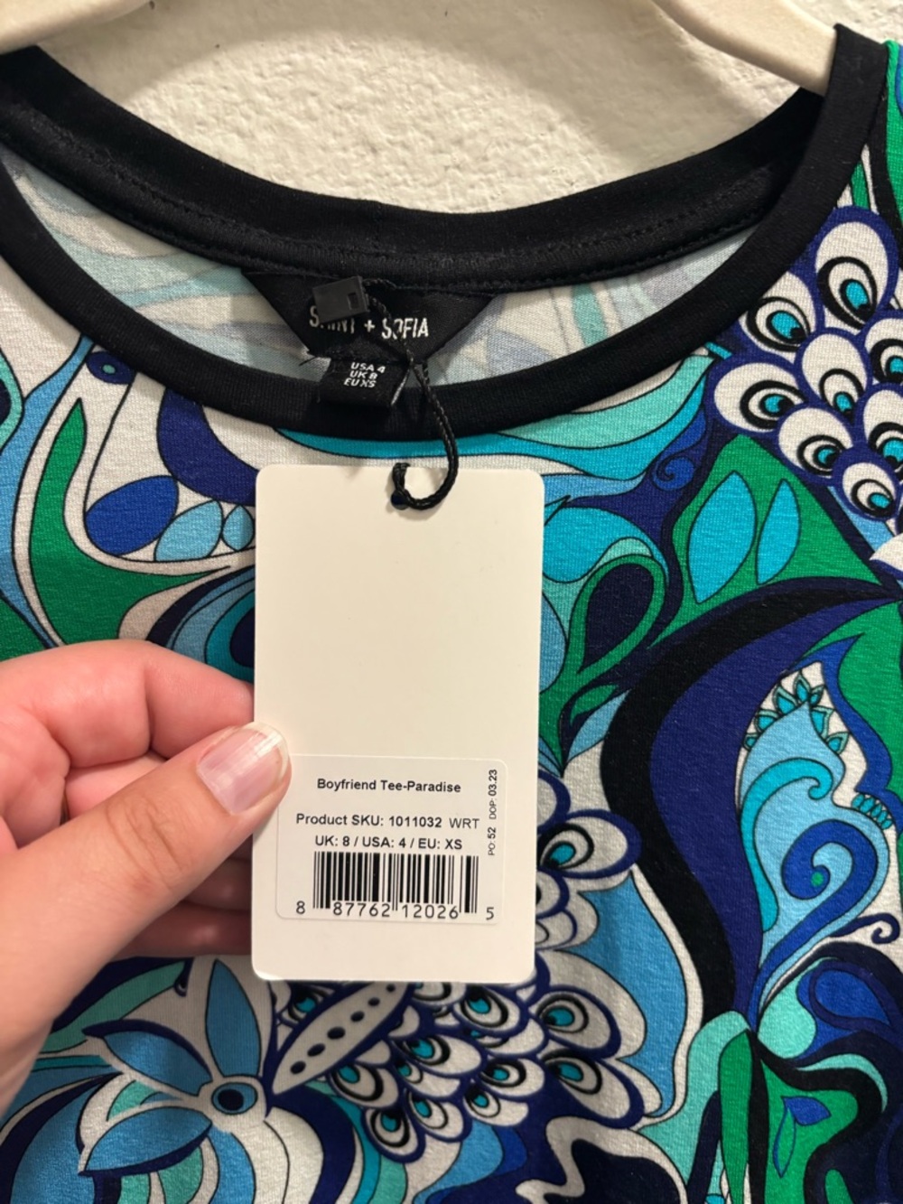 NWT Saint + Sofia Boyfriend Tee in paradise, size 4 (US), size XS (EU) - Picture 3 of 6